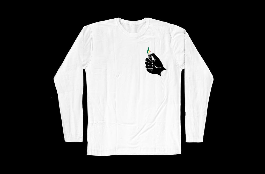 Jay Hall Cloth Lighter Logo Long Sleeve WHITE Tee 1.0 (STITCHED)
